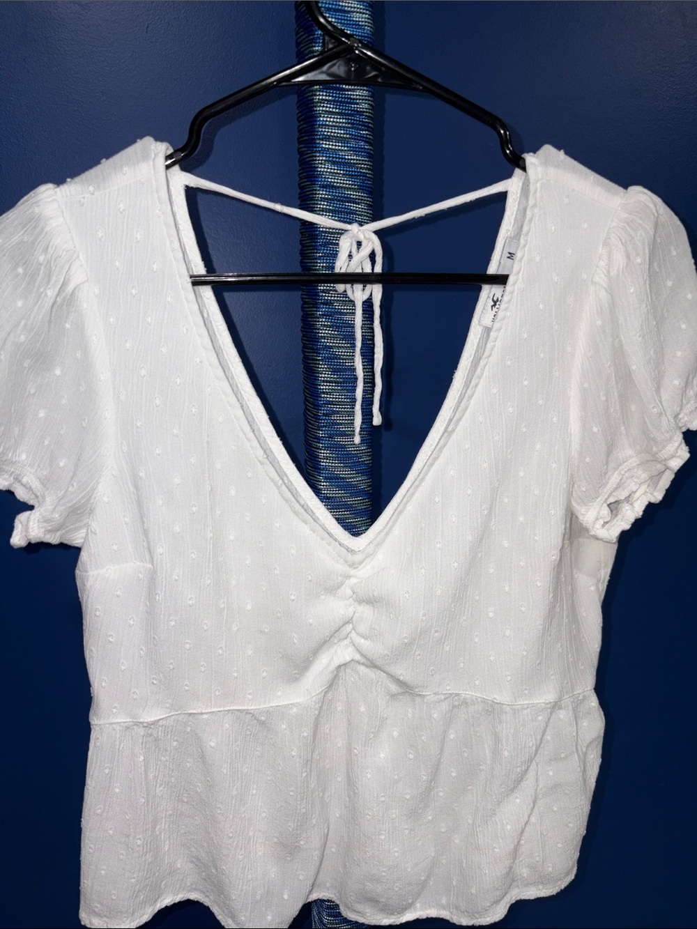 HOLLISTER -White Swiss Dot Peplum Top | Size Medium - Picture 3 of 15